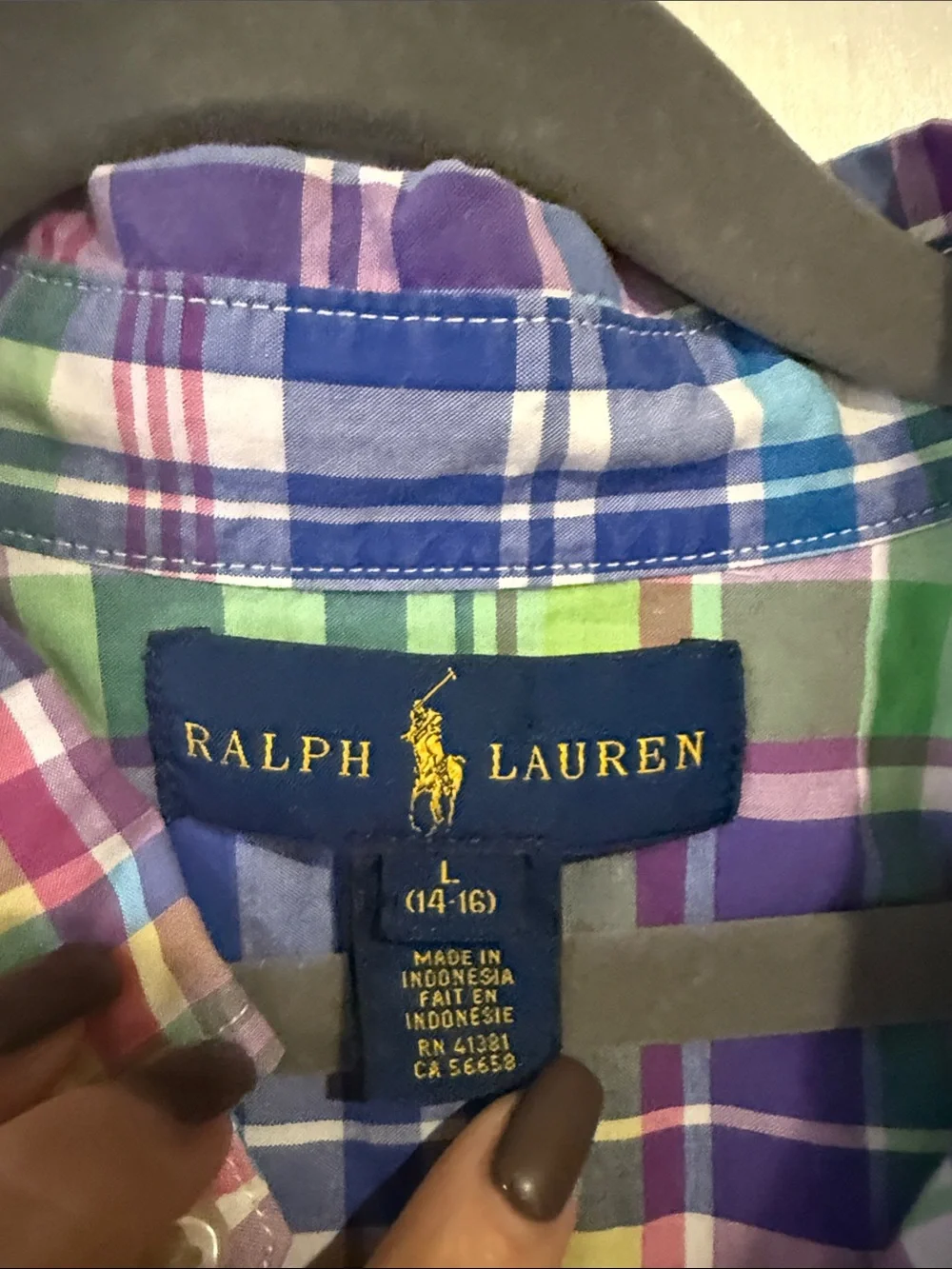Ralph Lauren Multicolor Plaid Button-Down Shirt - Blue, Green, Yellow, Pink